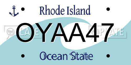OYAA47 Rhode Island License Plate