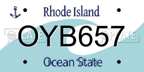 OYB657 Rhode Island License Plate