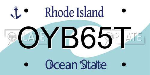 OYB65T Rhode Island License Plate