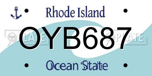 OYB687 Rhode Island License Plate
