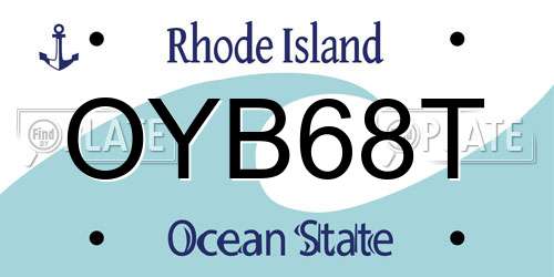 OYB68T Rhode Island License Plate