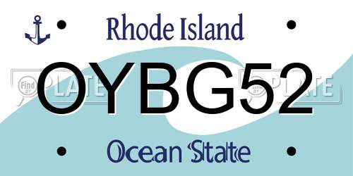 OYBG52 Rhode Island License Plate