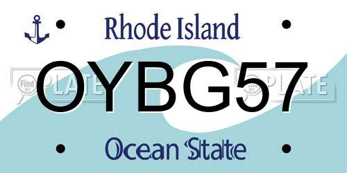 OYBG57 Rhode Island License Plate