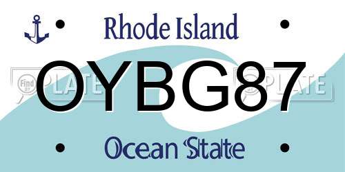 OYBG87 Rhode Island License Plate