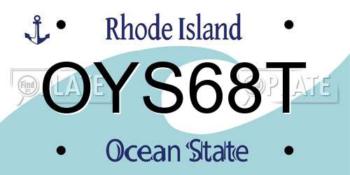 OYS68T Rhode Island License Plate