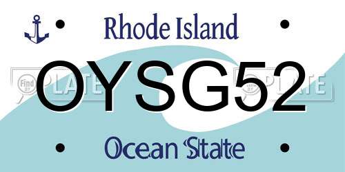 OYSG52 Rhode Island License Plate