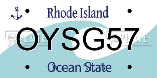 OYSG57 Rhode Island License Plate