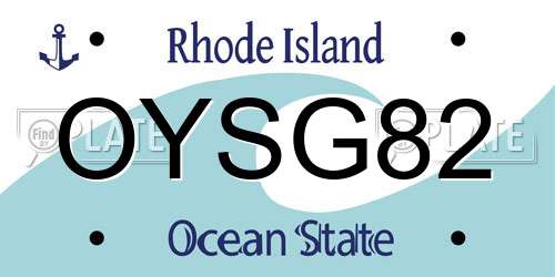 OYSG82 Rhode Island License Plate