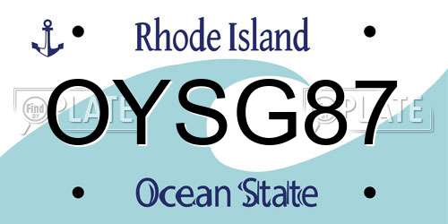 OYSG87 Rhode Island License Plate