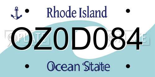 OZ0D084 Rhode Island License Plate