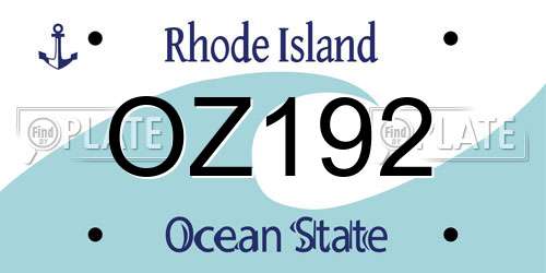 OZ192 Rhode Island License Plate