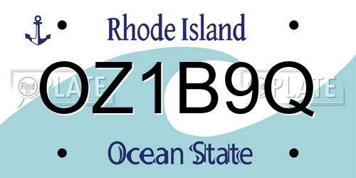 OZ1B9Q Rhode Island License Plate