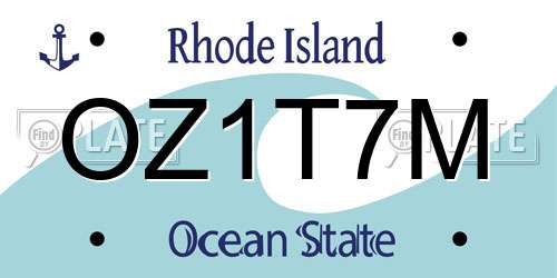 OZ1T7M Rhode Island License Plate