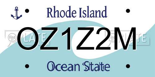 OZ1Z2M Rhode Island License Plate