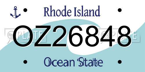 OZ26848 Rhode Island License Plate