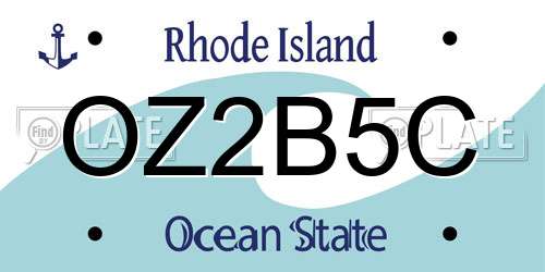 OZ2B5C Rhode Island License Plate