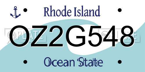 OZ2G548 Rhode Island License Plate
