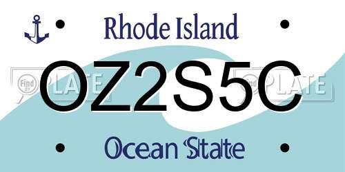 OZ2S5C Rhode Island License Plate