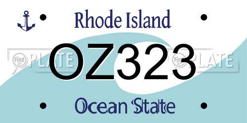 OZ323 Rhode Island License Plate