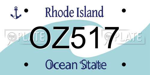 OZ517 Rhode Island License Plate