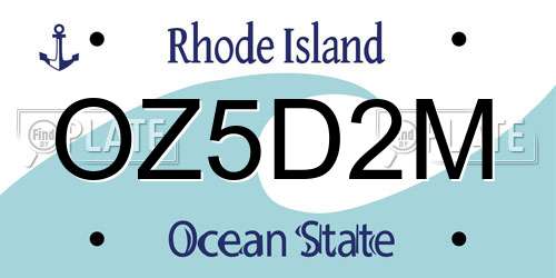 OZ5D2M Rhode Island License Plate