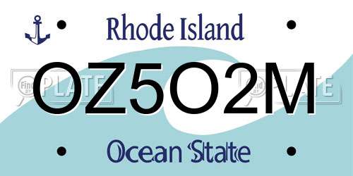 OZ5O2M Rhode Island License Plate