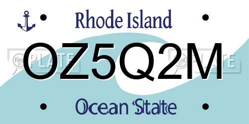 OZ5Q2M Rhode Island License Plate
