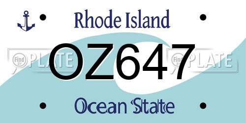 OZ647 Rhode Island License Plate