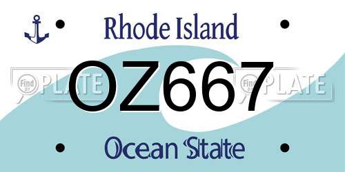 OZ667 Rhode Island License Plate