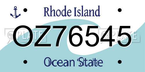 OZ76545 Rhode Island License Plate