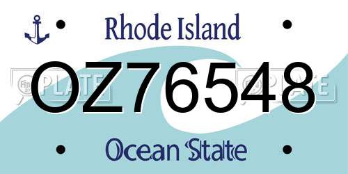 OZ76548 Rhode Island License Plate