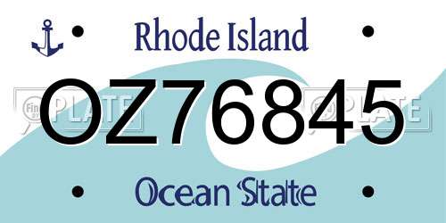 OZ76845 Rhode Island License Plate