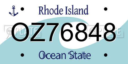 OZ76848 Rhode Island License Plate