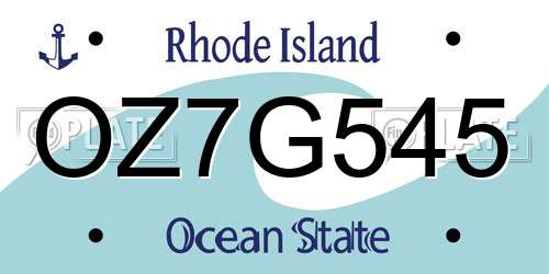 OZ7G545 Rhode Island License Plate