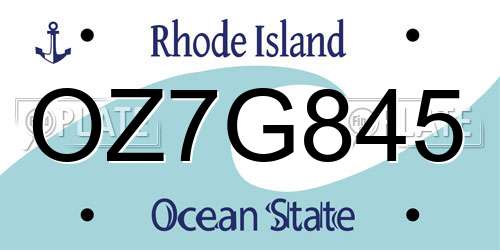 OZ7G845 Rhode Island License Plate