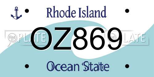 OZ869 Rhode Island License Plate