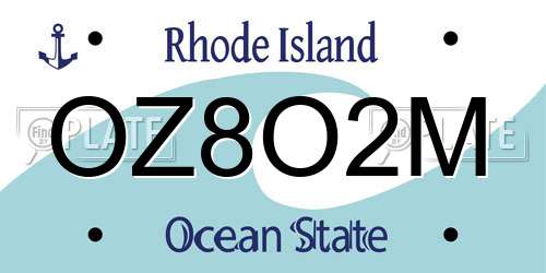 OZ8O2M Rhode Island License Plate