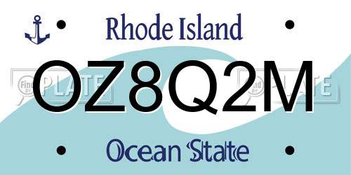 OZ8Q2M Rhode Island License Plate