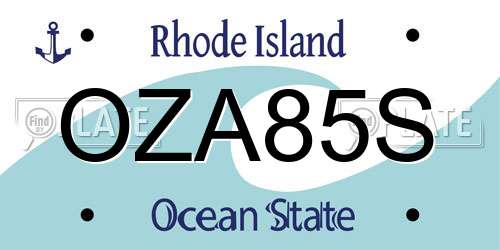 OZA85S Rhode Island License Plate