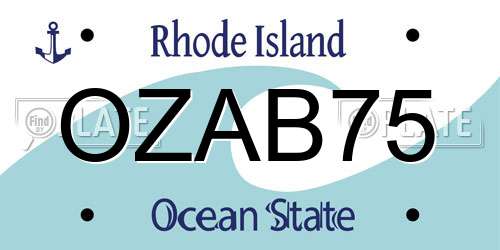 OZAB75 Rhode Island License Plate