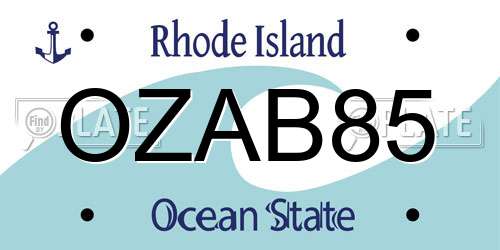 OZAB85 Rhode Island License Plate