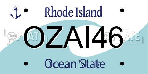 OZAI46 Rhode Island License Plate