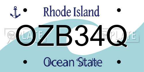 OZB34Q Rhode Island License Plate