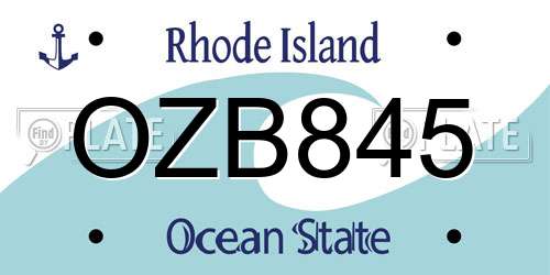 OZB845 Rhode Island License Plate