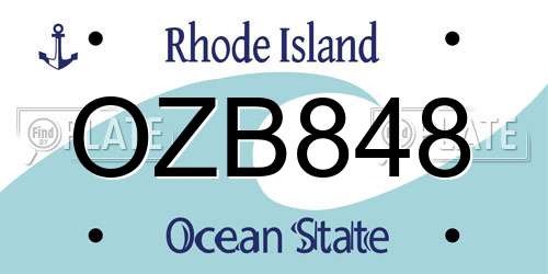 OZB848 Rhode Island License Plate