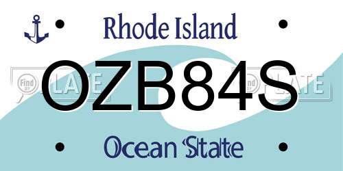 OZB84S Rhode Island License Plate