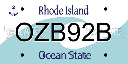 OZB92B Rhode Island License Plate