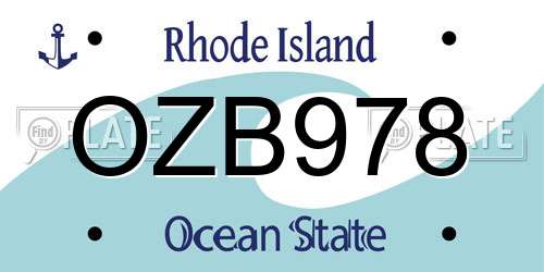 OZB978 Rhode Island License Plate
