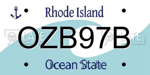 OZB97B Rhode Island License Plate