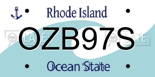 OZB97S Rhode Island License Plate